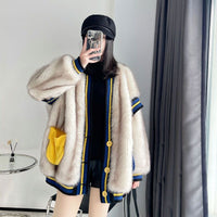 Single Breasted Fur Patchwork Wool Coat