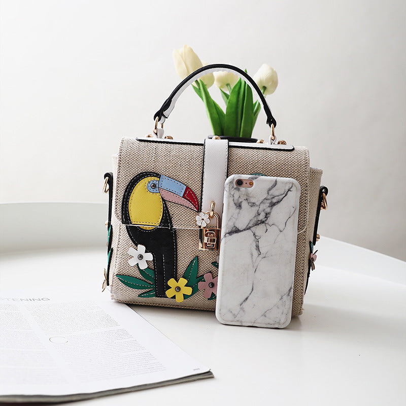 Fashion Two-Color Parrot One Shoulder Messenger Small Square Bag