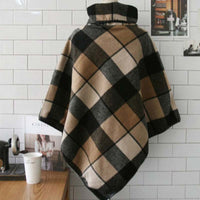 Fashion All-Match Women's Plaid Shawl Woolen Coat