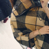 Fashion All-Match Women's Plaid Shawl Woolen Coat