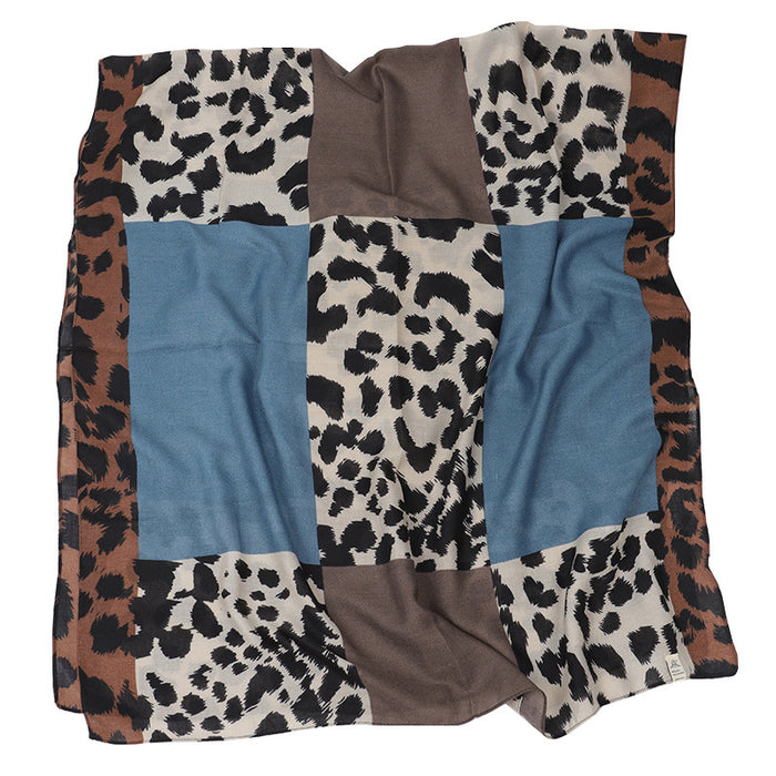 Leopard Print Cotton And Linen Scarf Women Printing Long Gauze Scarf