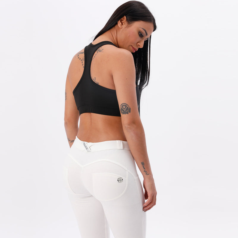 White Yoga Pants Knitted Mid-rise Tights