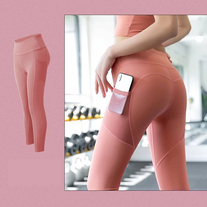 Thin Gym Pants With Buttock Mesh Tight Side Pockets