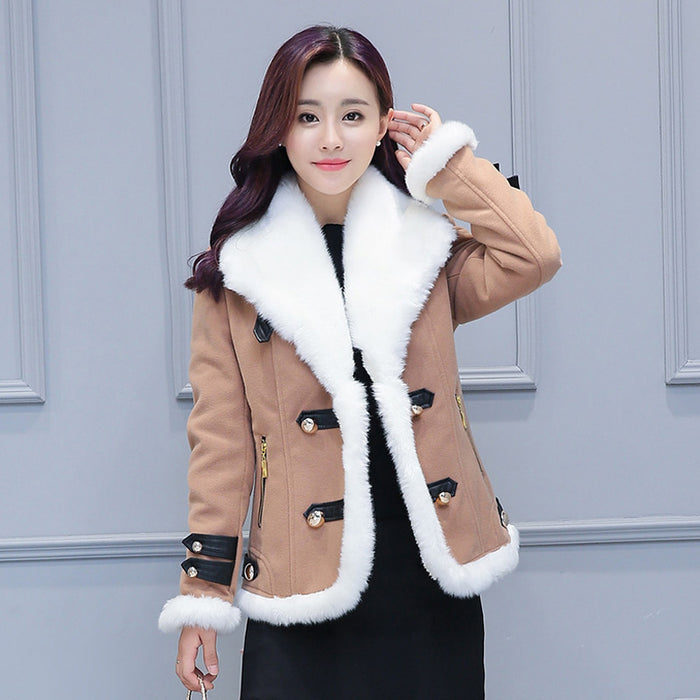 New Slim Thick Lamb Wool small Woolen Coat