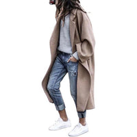 Fashion Long Solid Color Lapel Coat Warm Coat