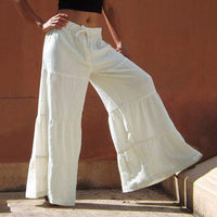 Loose Solid Color Elastic Waist Wide-leg Pants