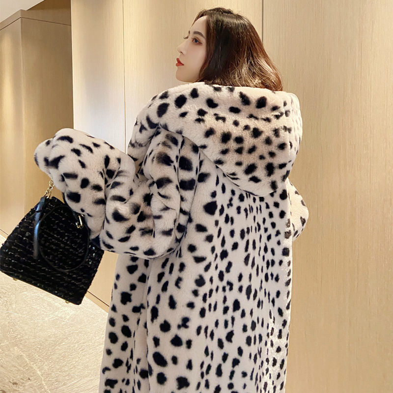 Ladies Fashion Simple Faux Leather Leopard Print Coat