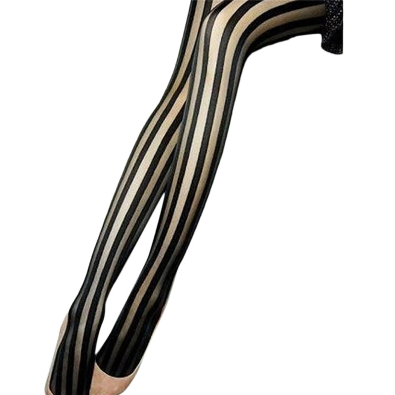 Thick Striped Thin Stockings Wide Vertical Pantyhose