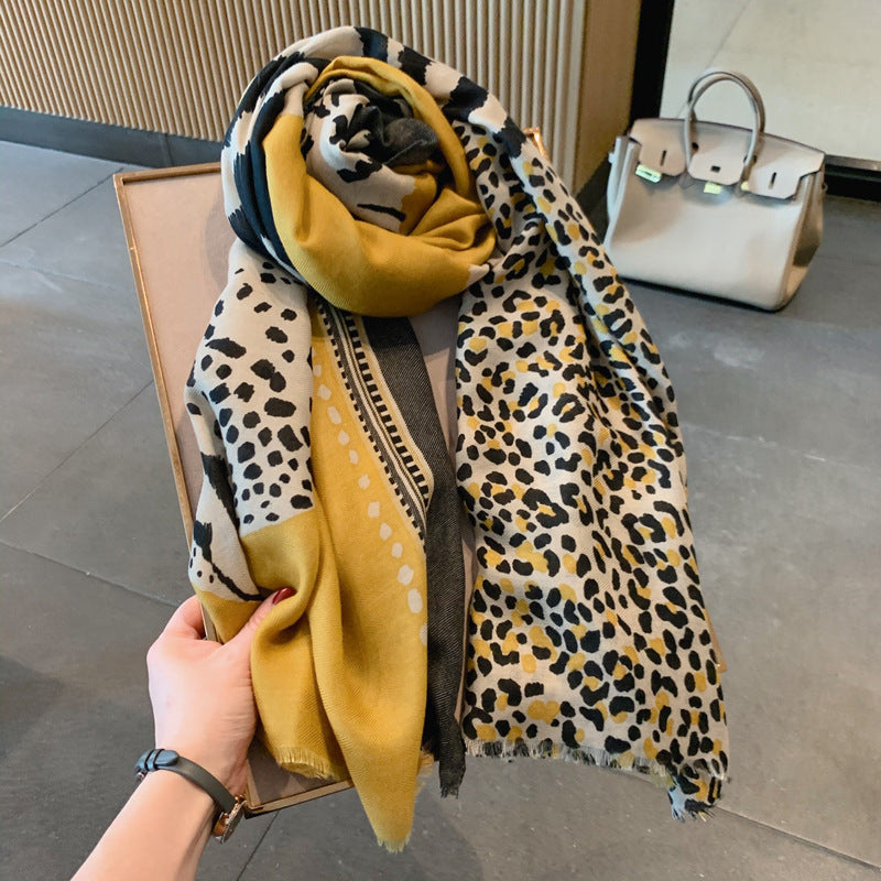 Shawl Leopard Print Silk Scarf