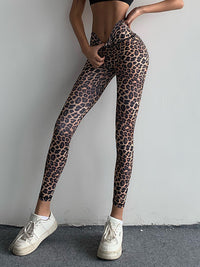 Choc Girl European And American Sexy Peach Leopard Print Fitness Pants High Waist Skinny Stretch Snakeskin Pattern Hip Pants Outer Wear