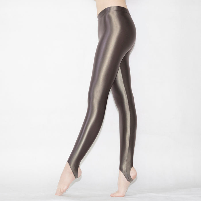 Women'S Spring And Autumn Glossy Silky Elastic Leggings Shaping Yoga Bodybuilding Pants Glossy Leggings