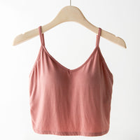 Large U Back Crop-top Spaghetti-strap Vest With Chest Pad Breastfeeding Short