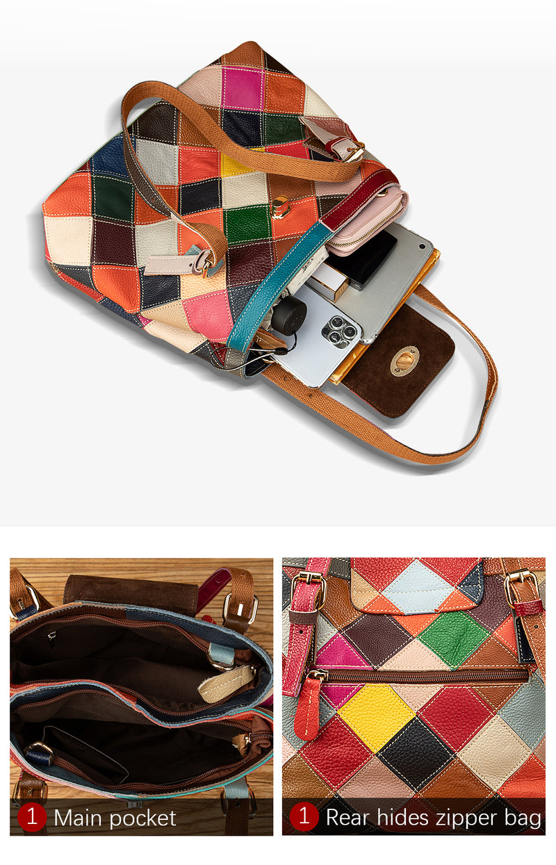 Stitching Color One-Shoulder Diagonal Bag