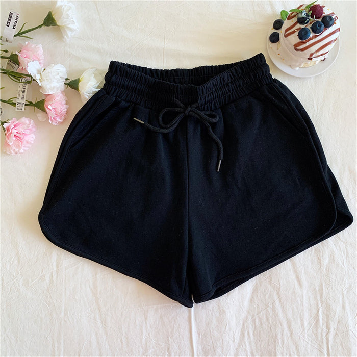 Pure Color Shorts, Thin, Wide-Legged, High-Waisted, Slimming, Sports Pants