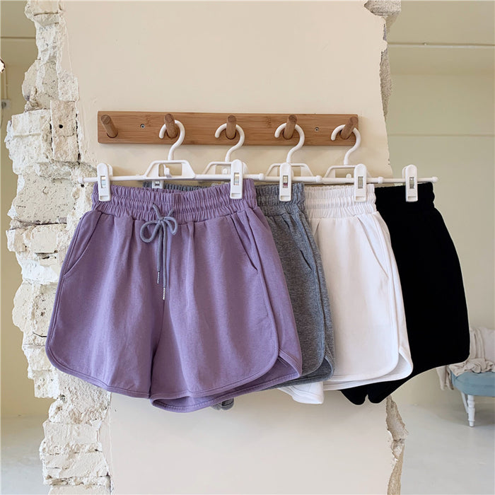 Pure Color Shorts, Thin, Wide-Legged, High-Waisted, Slimming, Sports Pants