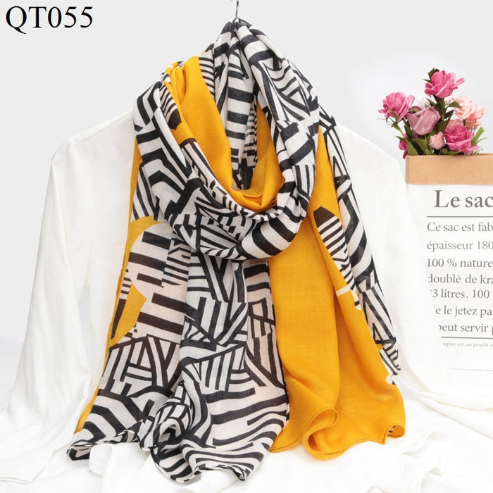 New Korean Style Cotton And Linen Scarf Women Fashion Trend Plaid Scarf Shawl Dual-Use