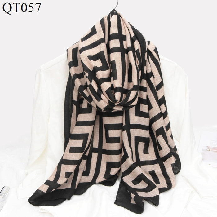 New Korean Style Cotton And Linen Scarf Women Fashion Trend Plaid Scarf Shawl Dual-Use