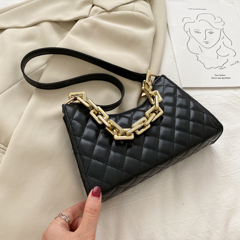 Women'S Fashion Solid Color Portable Small Fragrant Rhombus Chain Bag