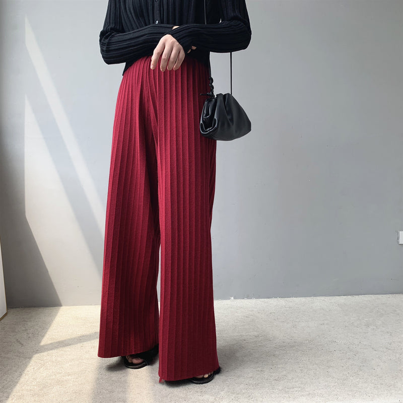 Korean Style Vertical Striped Thin Wide-leg Pants Women's Suit Pants