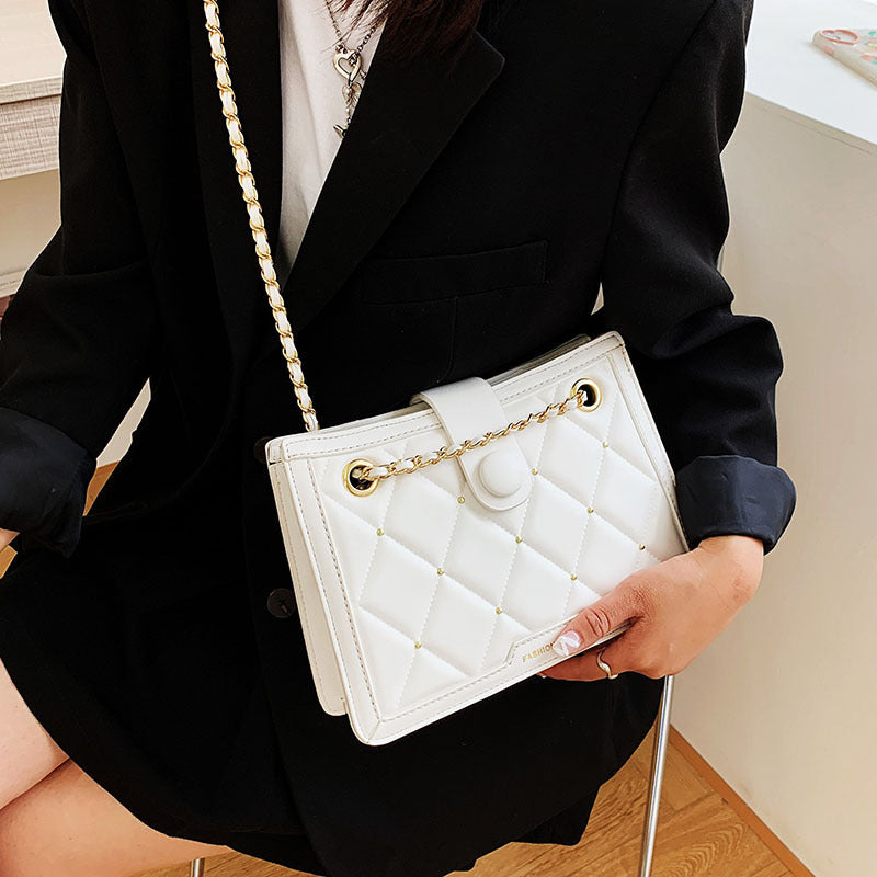 Shoulder Bag Rhombic Chain Bag Colorblock Messenger Bag