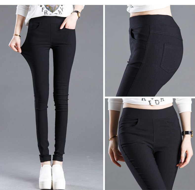 Spring And Autumn Thin Section Thin Stretch Tight Pencil Feet Black Pants