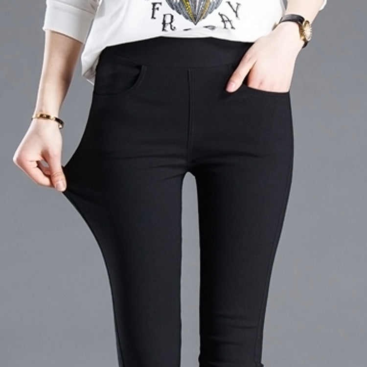 Spring And Autumn Thin Section Thin Stretch Tight Pencil Feet Black Pants