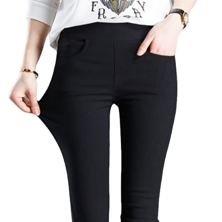 Spring And Autumn Thin Section Thin Stretch Tight Pencil Feet Black Pants