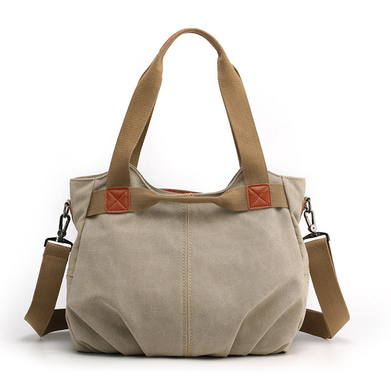 Large Capacity Simple Solid Color Multifunctional Portable Diagonal Canvas Bag