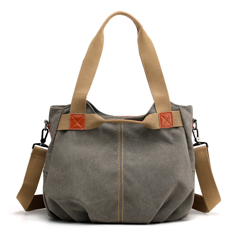 Large Capacity Simple Solid Color Multifunctional Portable Diagonal Canvas Bag