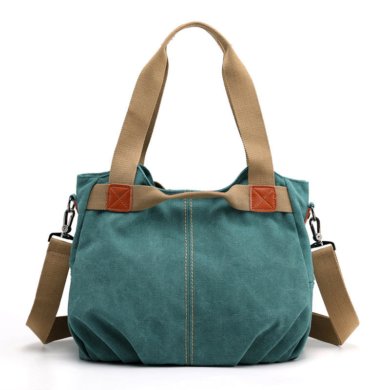 Large Capacity Simple Solid Color Multifunctional Portable Diagonal Canvas Bag