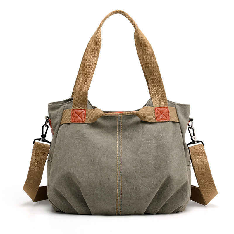 Large Capacity Simple Solid Color Multifunctional Portable Diagonal Canvas Bag