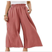 Pure Color High Waist Nine-Point Drape And Thin Wide-Leg Pants