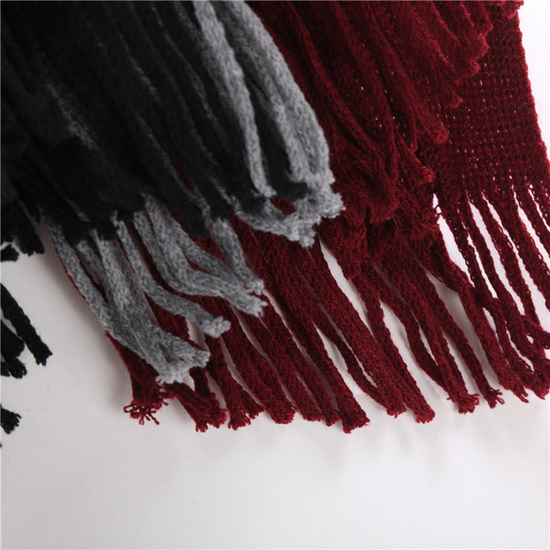 Split color tassel shawl warm scarf