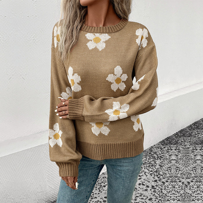 New European And American Fashion Women's Wear Long Sleeve Brocade Sweater