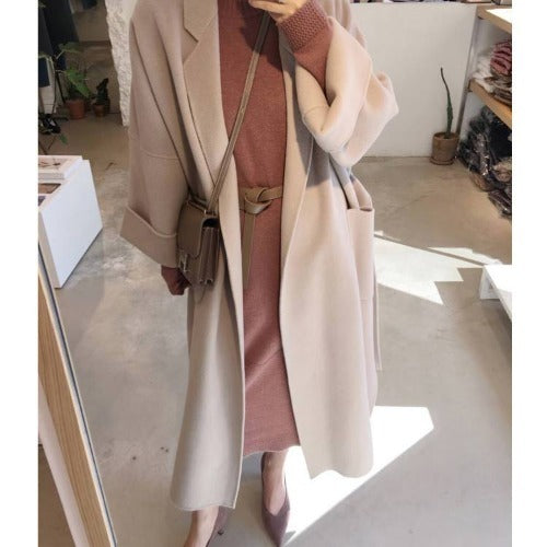 Korean Version Popular Double-Sided Thickened Tweed Coat