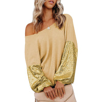 Sequined European And American Design Backless Waffle Knitted Sweater