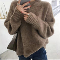 Women's Round Neck Loose And Idle Solid Color Sweater