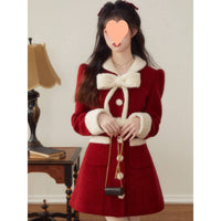 Women's Winter Christmas New Year Red Woolen Coat