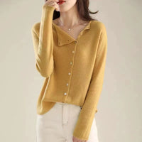 Single-breasted Knitted Cardigan Design Low Round Neck Thin Outer Match