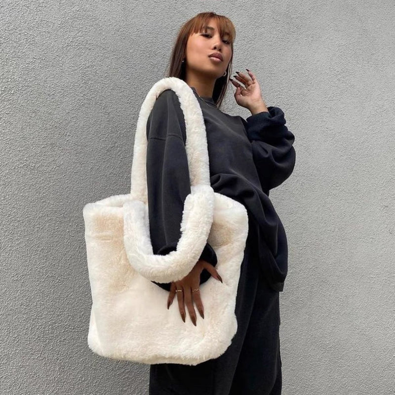 Oversized Capacity Tote Women's Plush Shoulder Tote Bag