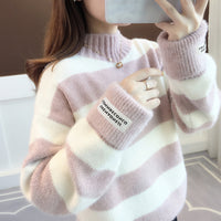 Chenille Stripe Thickening Sweater Women's Autumn And Winter Loose