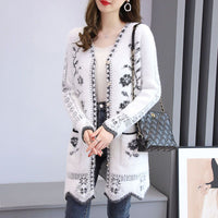 Autumn And Winter Cardigan Knitwear Women's Mid-length Sweater Coat