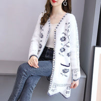 Autumn And Winter Cardigan Knitwear Women's Mid-length Sweater Coat