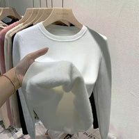 Single-layer Fleece-lined Thermal Base Knitwear Top