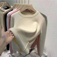 Single-layer Fleece-lined Thermal Base Knitwear Top