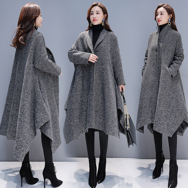 Autumn And Winter New Slimming Cape Woolen Coat Casual