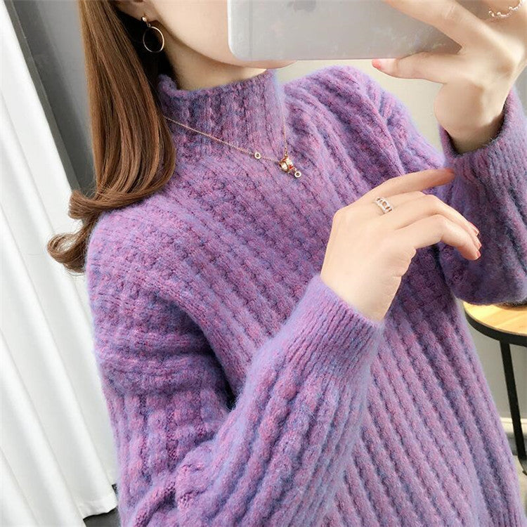 Fashionable Cable-knit Turtleneck Sweater For Women