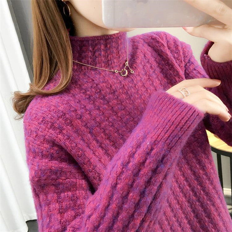 Fashionable Cable-knit Turtleneck Sweater For Women