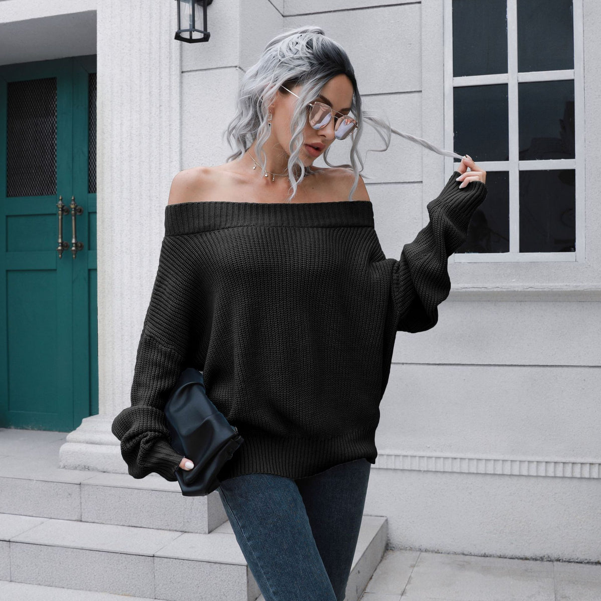 Off-shoulder Off-shoulder Sweater Women's Loose Long Sleeve