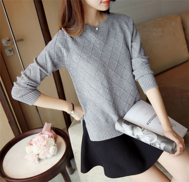 Fashion Loose Sweater Women's Round Neck Pullover Solid Color Long Sleeve Women